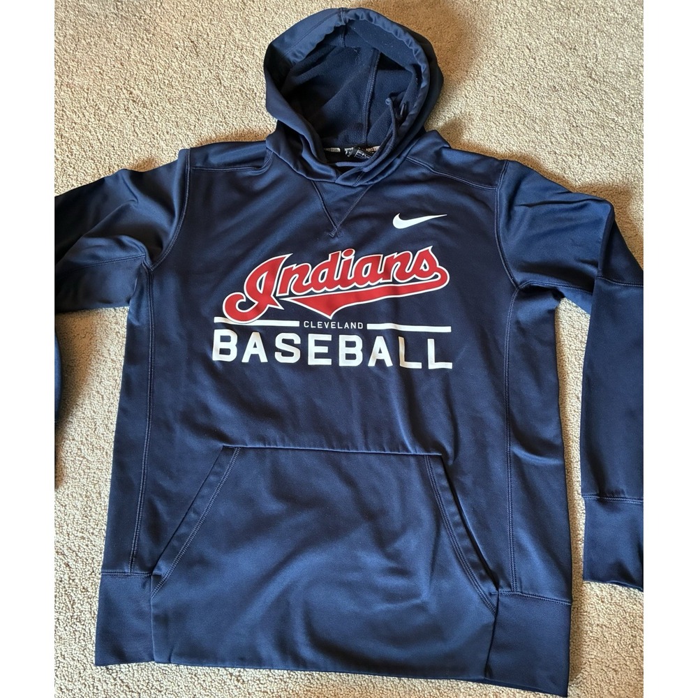 Nike Cleveland Indians Hoodie Mens Medium Blue Fleece MLB Baseball Sweatshirt